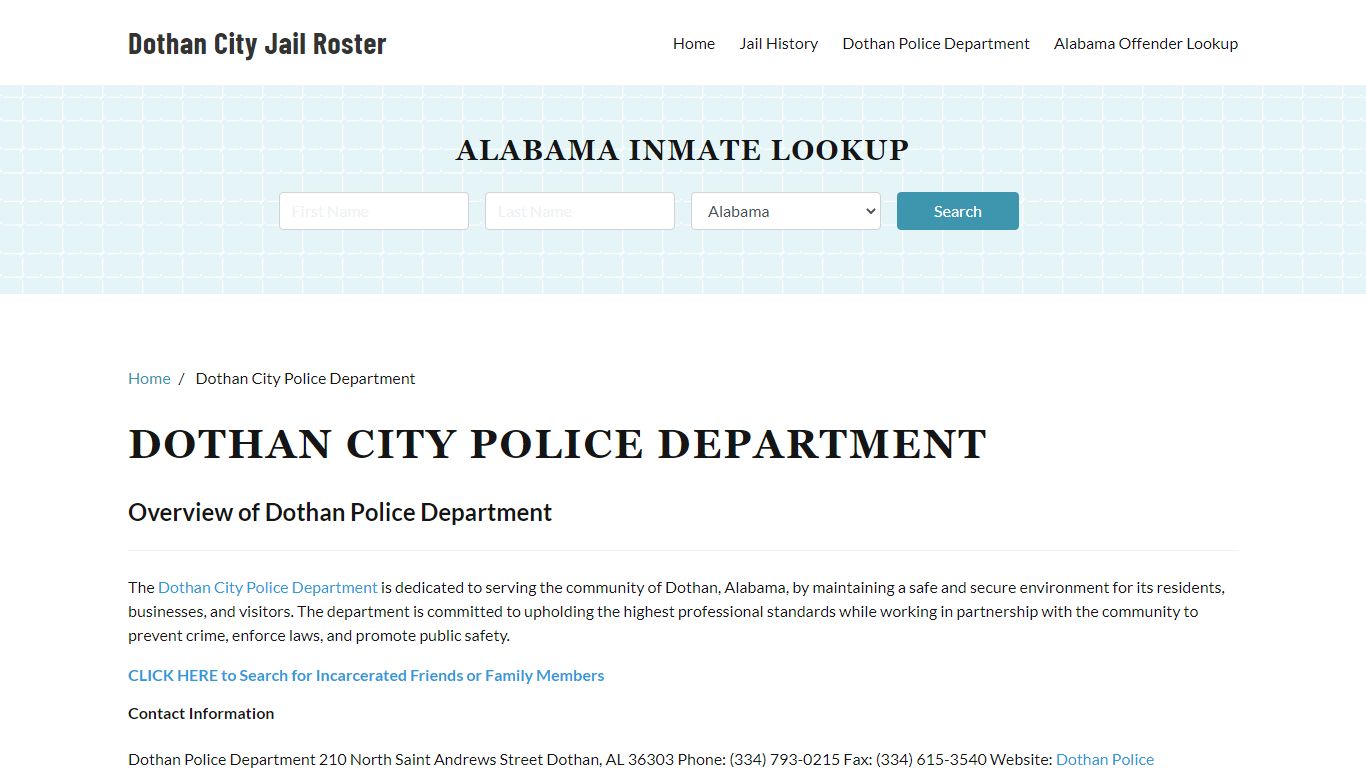 Dothan City Police Department, AL, Arrests, Criminal Records Search